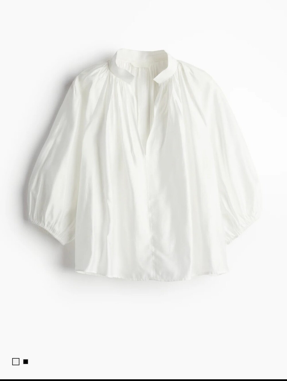 H&M White V-Neck Balloon Sleeve Blouse